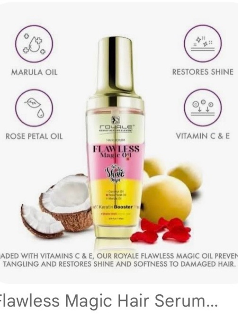 Royale Flawless Magic Hair Oil Serum - Pink & Yellow Bottle